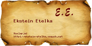 Ekstein Etelka névjegykártya